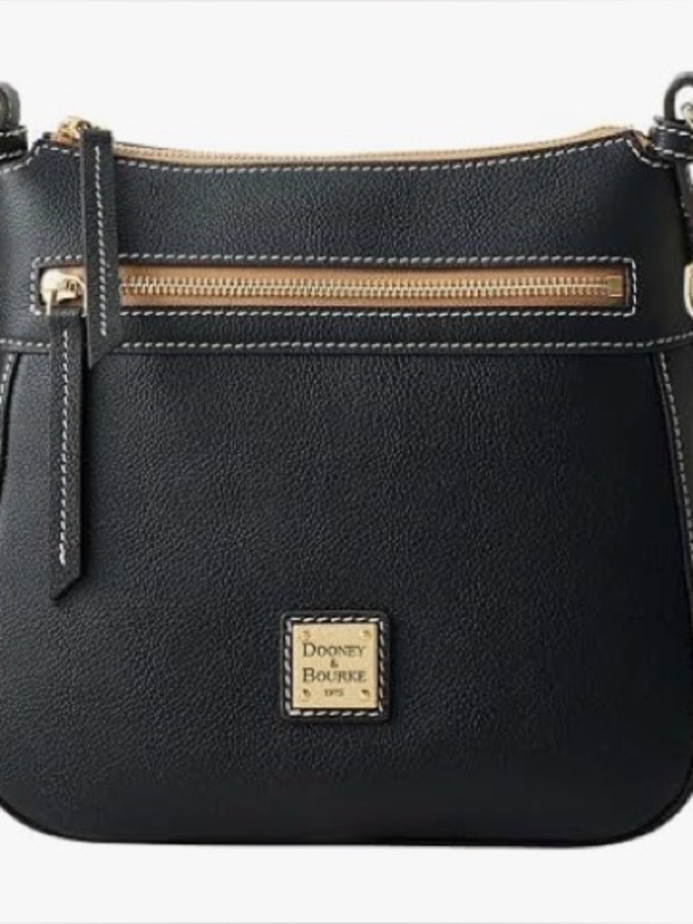 Dooney & Bourke Black Leather Crossbody with Gold Accents